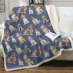 Watercolor Symphony Cocker Spaniels Sherpa Fleece Blanket - 8 Colors-Blanket-Bedding, Blankets, Cocker Spaniel, Home Decor-9