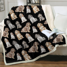 Load image into Gallery viewer, Watercolor Symphony Cocker Spaniels Sherpa Fleece Blanket - 8 Colors-Blanket-Bedding, Blankets, Cocker Spaniel, Home Decor-7