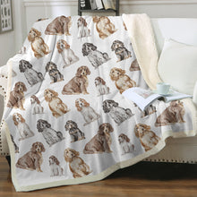 Load image into Gallery viewer, Watercolor Symphony Cocker Spaniels Sherpa Fleece Blanket - 8 Colors-Blanket-Bedding, Blankets, Cocker Spaniel, Home Decor-22