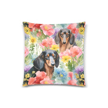 Load image into Gallery viewer, Watercolor Symphony Dachshunds &amp; Blooms Throw Pillow Covers - 2 Designs-Cushion Cover-Dachshund, Home Decor, Pillows-2