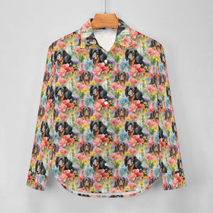 Watercolor Symphony Dachshunds & Blooms Women's Shirt-Apparel-Apparel, Dachshund, Shirt-4