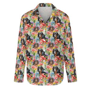 Watercolor Symphony Dachshunds & Blooms Women's Shirt-Apparel-Apparel, Dachshund, Shirt-S-White2-1