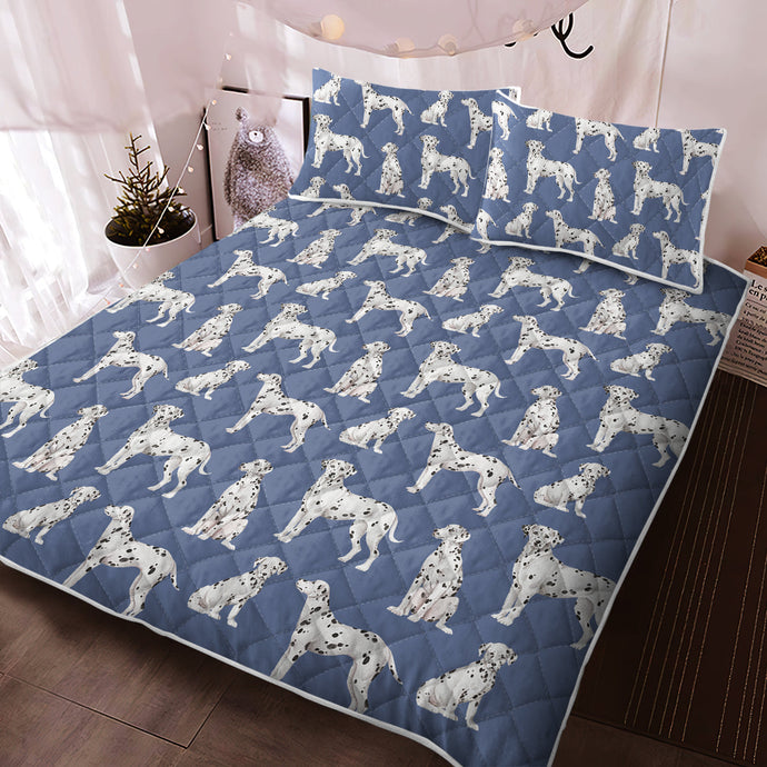 Watercolor Symphony Dalmatians Quilted Bedding Set - 5 Colors-Bedding-Bedding, Blankets, Dalmatian, Home Decor-1