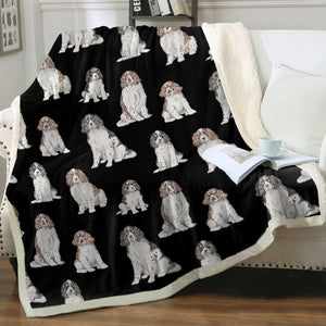 Watercolor Symphony English Springer Spaniels Fleece Blanket - 8 Colors-Blanket-Bedding, Blankets, English Springer Spaniel, Home Decor-7