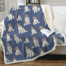 Load image into Gallery viewer, Watercolor Symphony English Springer Spaniels Fleece Blanket - 8 Colors-Blanket-Bedding, Blankets, English Springer Spaniel, Home Decor-Cornflower Blue-Single-17