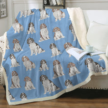 Load image into Gallery viewer, Watercolor Symphony English Springer Spaniels Fleece Blanket - 8 Colors-Blanket-Bedding, Blankets, English Springer Spaniel, Home Decor-Sky Blue-Single-20