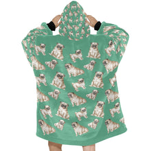 Load image into Gallery viewer, Watercolor Symphony Fawn Pugs Blanket Hoodie-Blanket-Apparel, Blanket Hoodie, Blankets, Dog Mom Gifts, Pug-10