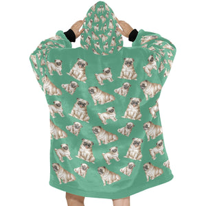 Watercolor Symphony Fawn Pugs Blanket Hoodie-Blanket-Apparel, Blanket Hoodie, Blankets, Dog Mom Gifts, Pug-10