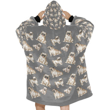 Load image into Gallery viewer, Watercolor Symphony Fawn Pugs Blanket Hoodie-Blanket-Apparel, Blanket Hoodie, Blankets, Dog Mom Gifts, Pug-25