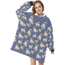 Load image into Gallery viewer, Watercolor Symphony Fawn Pugs Blanket Hoodie-Blanket-Apparel, Blanket Hoodie, Blankets, Dog Mom Gifts, Pug-6