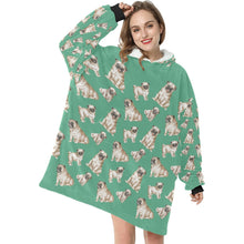 Load image into Gallery viewer, Watercolor Symphony Fawn Pugs Blanket Hoodie-Blanket-Apparel, Blanket Hoodie, Blankets, Dog Mom Gifts, Pug-7