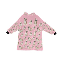 Load image into Gallery viewer, Watercolor Symphony Fawn Pugs Blanket Hoodie-Blanket-Apparel, Blanket Hoodie, Blankets, Dog Mom Gifts, Pug-Light Pink-ONE SIZE-11