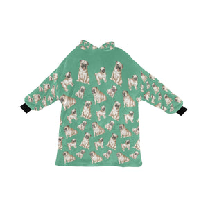 Watercolor Symphony Fawn Pugs Blanket Hoodie-Blanket-Apparel, Blanket Hoodie, Blankets, Dog Mom Gifts, Pug-Mint Green-ONE SIZE-8