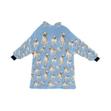 Load image into Gallery viewer, Watercolor Symphony Fawn Pugs Blanket Hoodie-Blanket-Apparel, Blanket Hoodie, Blankets, Dog Mom Gifts, Pug-Sky Blue-ONE SIZE-17