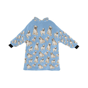 Watercolor Symphony Fawn Pugs Blanket Hoodie-Blanket-Apparel, Blanket Hoodie, Blankets, Dog Mom Gifts, Pug-Sky Blue-ONE SIZE-17