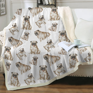 Watercolor Symphony Fawn Pugs Sherpa Fleece Blanket - 8 Colors-Blanket-Bedding, Blankets, Home Decor, Pug-3