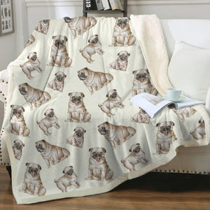 Watercolor Symphony Fawn Pugs Sherpa Fleece Blanket - 8 Colors-Blanket-Bedding, Blankets, Home Decor, Pug-4