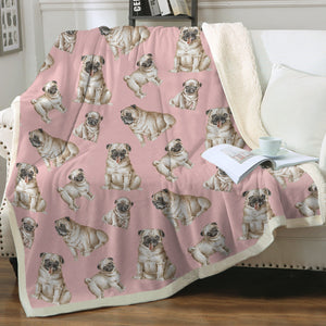 Watercolor Symphony Fawn Pugs Sherpa Fleece Blanket - 8 Colors-Blanket-Bedding, Blankets, Home Decor, Pug-5