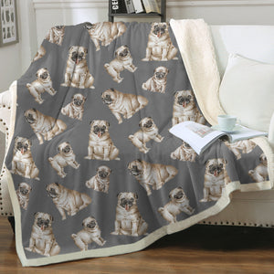 Watercolor Symphony Fawn Pugs Sherpa Fleece Blanket - 8 Colors-Blanket-Bedding, Blankets, Home Decor, Pug-7