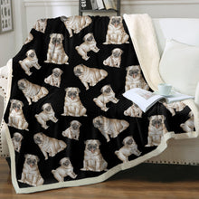 Load image into Gallery viewer, Watercolor Symphony Fawn Pugs Sherpa Fleece Blanket - 8 Colors-Blanket-Bedding, Blankets, Home Decor, Pug-8