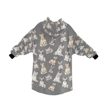 Load image into Gallery viewer, Watercolor Symphony French Bulldogs Blanket Hoodie-Blanket-Apparel, Blanket Hoodie, Blankets, Dog Mom Gifts, French Bulldog-23