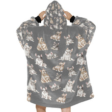 Load image into Gallery viewer, Watercolor Symphony French Bulldogs Blanket Hoodie-Blanket-Apparel, Blanket Hoodie, Blankets, Dog Mom Gifts, French Bulldog-25