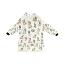 Load image into Gallery viewer, Watercolor Symphony French Bulldogs Blanket Hoodie-Blanket-Apparel, Blanket Hoodie, Blankets, Dog Mom Gifts, French Bulldog-Ivory Cream-ONE SIZE-8