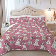 Load image into Gallery viewer, Watercolor Symphony French Bulldogs Quilted Bedding Set-Bedding-Bedding,Blankets,Christmas,Home Decor-8