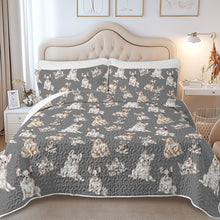 Load image into Gallery viewer, Watercolor Symphony French Bulldogs Quilted Bedding Set-Bedding-Bedding,Blankets,Christmas,Home Decor-9