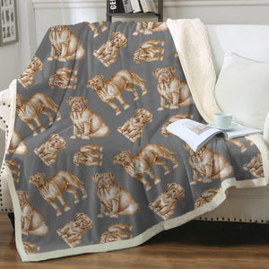 Watercolor Symphony French Mastiffs Sherpa Fleece Blanket - 8 Colors-Blanket-Bedding, Blankets, French Mastiff, Home Decor-7