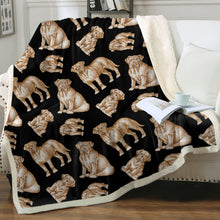 Load image into Gallery viewer, Watercolor Symphony French Mastiffs Sherpa Fleece Blanket - 8 Colors-Blanket-Bedding, Blankets, French Mastiff, Home Decor-8