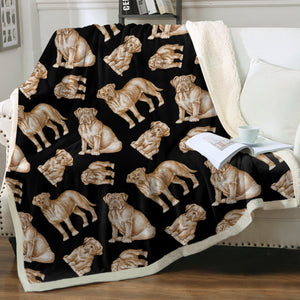 Watercolor Symphony French Mastiffs Sherpa Fleece Blanket - 8 Colors-Blanket-Bedding, Blankets, French Mastiff, Home Decor-8