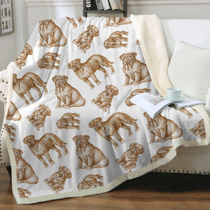 Watercolor Symphony French Mastiffs Sherpa Fleece Blanket - 8 Colors-Blanket-Bedding, Blankets, French Mastiff, Home Decor-Crisp White-Single-17