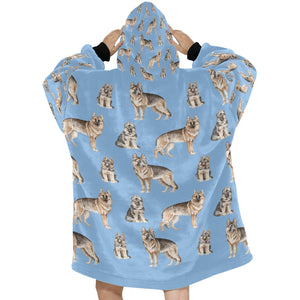 Watercolor Symphony German Shepherds Blanket Hoodie-Blanket-Apparel, Blanket Hoodie, Blankets, Dog Mom Gifts, German Shepherd-22