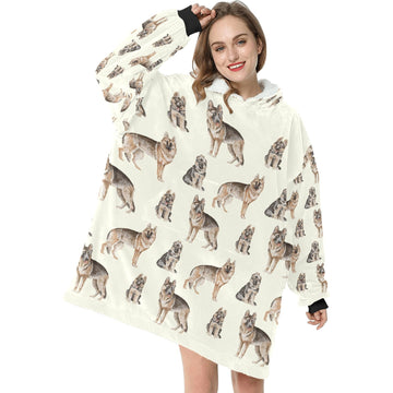 Watercolor Symphony German Shepherds Blanket Hoodie 360x