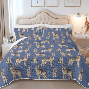 Watercolor Symphony German Shepherds Quilted Bedding Set-Bedding-Bedding,Blankets,Christmas,Home Decor-7