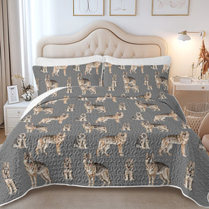 Watercolor Symphony German Shepherds Quilted Bedding Set-Bedding-Bedding,Blankets,Christmas,Home Decor-9