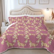 Watercolor Symphony Golden Retrievers Quilted Bedding Set-Bedding-Bedding,Blankets,Christmas,Home Decor-11