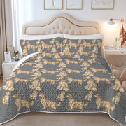 Watercolor Symphony Golden Retrievers Quilted Bedding Set-Bedding-Bedding,Blankets,Christmas,Home Decor-13