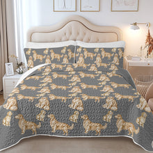 Load image into Gallery viewer, Watercolor Symphony Golden Retrievers Quilted Bedding Set-Bedding-Bedding,Blankets,Christmas,Home Decor-14