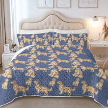 Load image into Gallery viewer, Watercolor Symphony Golden Retrievers Quilted Bedding Set-Bedding-Bedding,Blankets,Christmas,Home Decor-9