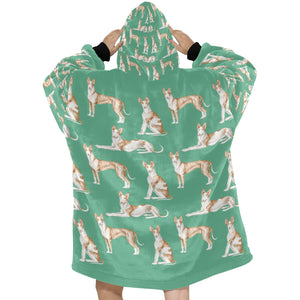 Watercolor Symphony Ibizan Hound Blanket Hoodie-Blanket-Apparel, Blanket Hoodie, Blankets, Dog Mom Gifts, Ibizan Hound-25