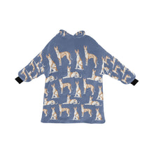 Load image into Gallery viewer, Watercolor Symphony Ibizan Hound Blanket Hoodie-Blanket-Apparel, Blanket Hoodie, Blankets, Dog Mom Gifts, Ibizan Hound-Slate Blue-ONE SIZE-20