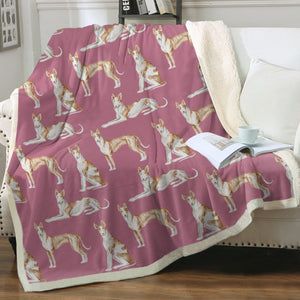 Watercolor Symphony Ibizan Hound Sherpa Fleece Blanket - 8 Colors-Blanket-Bedding, Blankets, Home Decor, Ibizan Hound-6