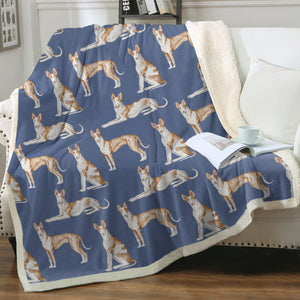 Watercolor Symphony Ibizan Hound Sherpa Fleece Blanket - 8 Colors-Blanket-Bedding, Blankets, Home Decor, Ibizan Hound-Cornflower Blue-Single-22