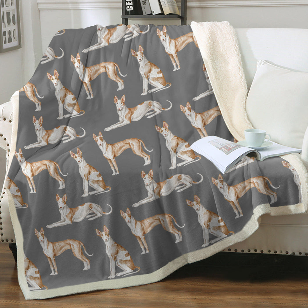 Watercolor Symphony Ibizan Hound Sherpa Fleece Blanket - 8 Colors-Blanket-Bedding, Blankets, Home Decor, Ibizan Hound-Parisian Gray-Single-15