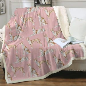 Watercolor Symphony Ibizan Hound Sherpa Fleece Blanket - 8 Colors-Blanket-Bedding, Blankets, Home Decor, Ibizan Hound-Soft Pink-Single-19