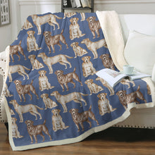 Load image into Gallery viewer, Watercolor Symphony Labradors Warm Sherpa Fleece Blanket - 8 Colors-Blanket-Bedding, Blankets, Chocolate Labrador, Home Decor, Labrador-Cornflower Blue-Single-16
