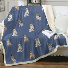 Load image into Gallery viewer, Watercolor Symphony Red Australian Shepherds Fleece Blanket - 8 Colors-Blanket-Australian Shepherd, Bedding, Blankets, Home Decor-Cornflower Blue-Single-18