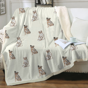 Watercolor Symphony Red Australian Shepherds Fleece Blanket - 8 Colors-Blanket-Australian Shepherd, Bedding, Blankets, Home Decor-Ivory Cream-Single-19